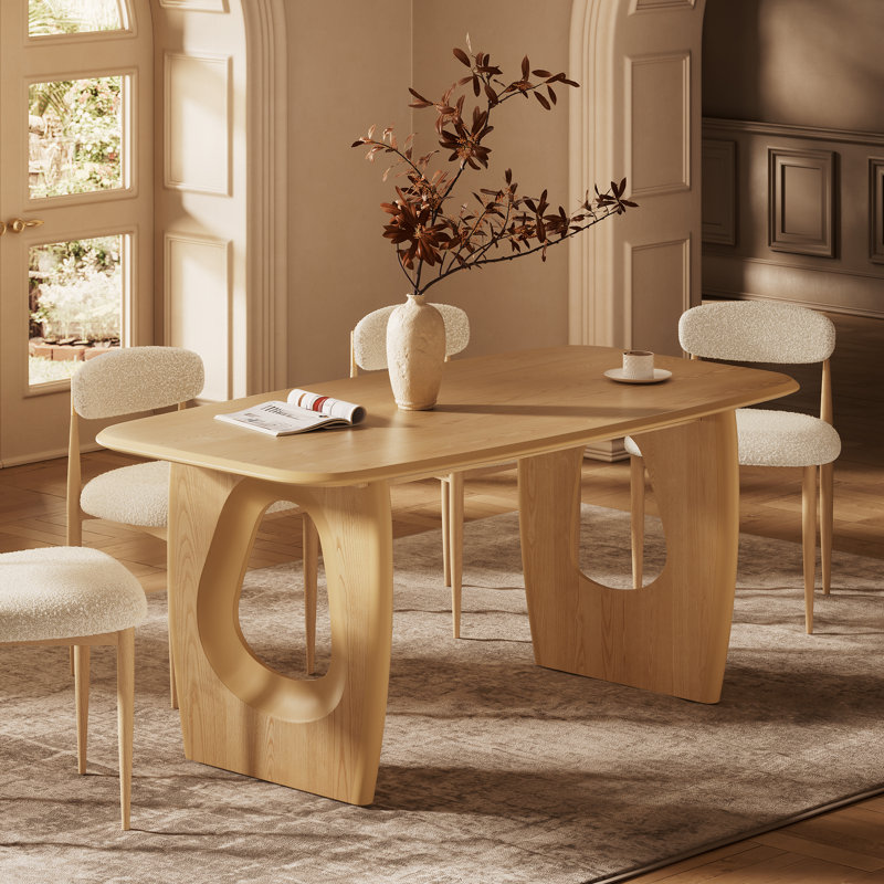 68" Wood Dining Table for 4-6, Modern Rectangular Kitchen Table for Dining Room, Natural