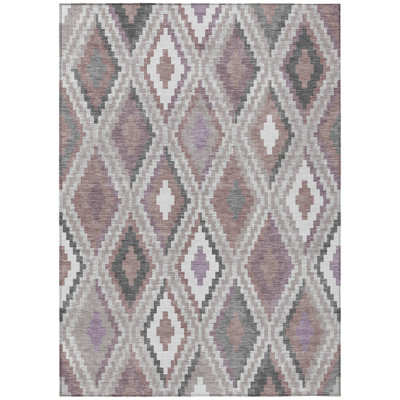 Machine Washable Indoor/Outdoor Aten ACN2331 Diamond Rug