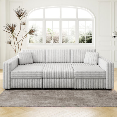 106 po en forme de U souple 6 avec système de levage et de rangement hydraulique. Mobilier moderne gris pour le salon de la chambre à coucher en gris. Revêtement en microfibre. Siège confortable. Maison élégante. Et option de rangement