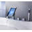 Freestanding bathtub faucet with handheld shower and polished brass finish