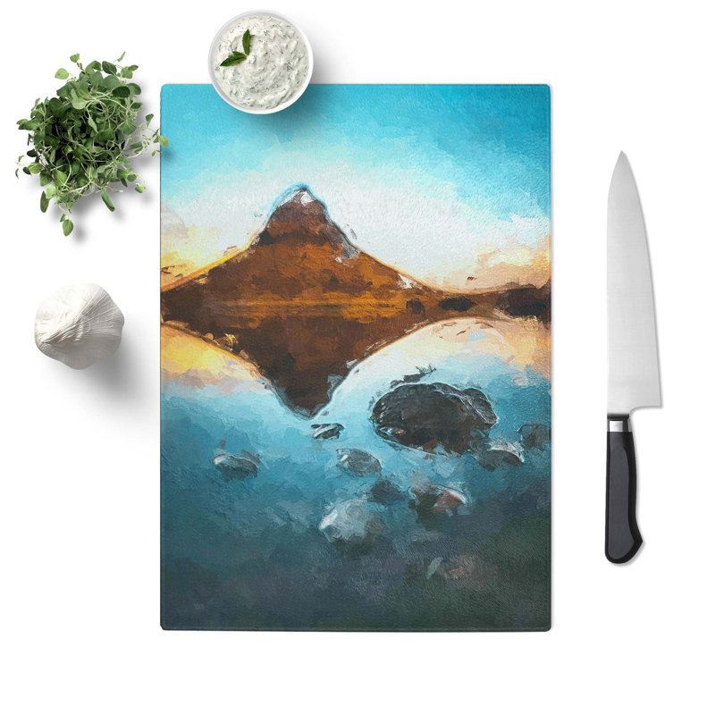 Glass Kirkjufell Mountain in Iceland in Abstract Chopping Board, 39 cm W x 28.5 cm L