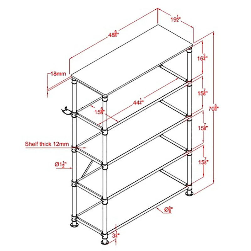 Holsworthy 70.63"H 5-Tier Metal Etagere Bookcase