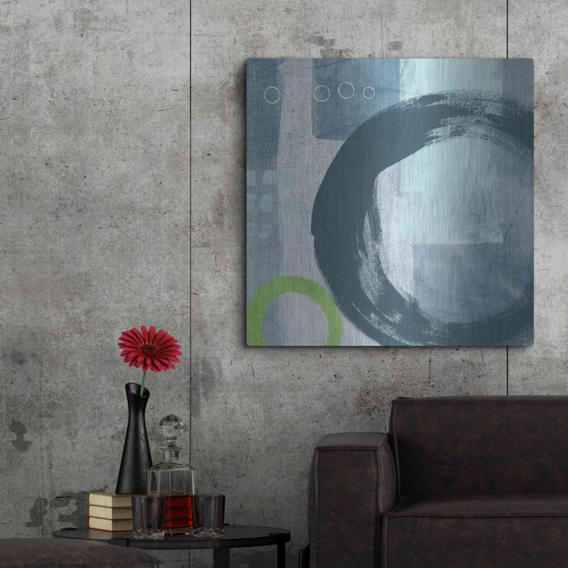«Blue Circles II» par Linda Woods, H 36 po x l 36 po