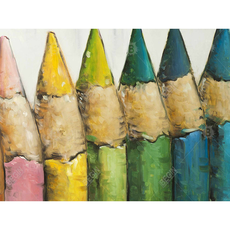 Color Pencils Standing - Framed Canvas for Home Decor