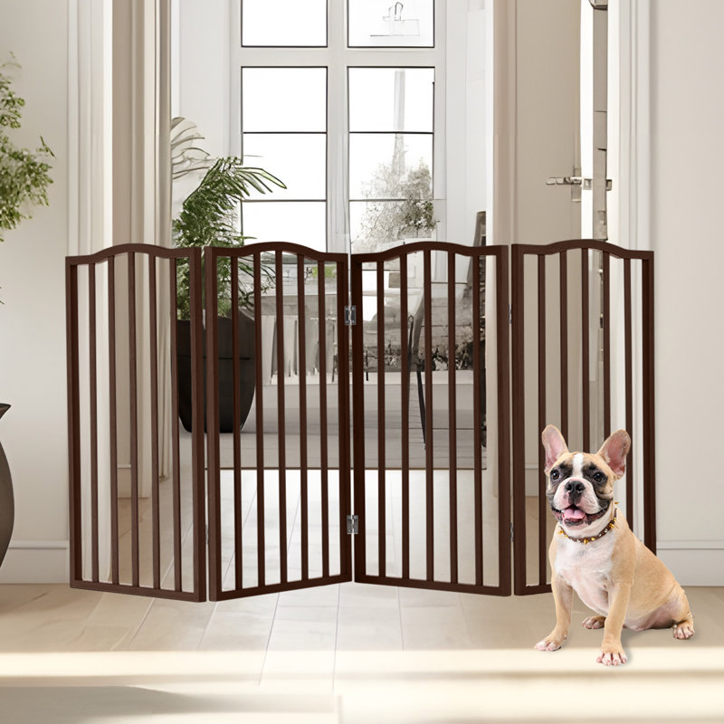 Barrière pour animaux pliable pour les escaliers, les couloirs ou les portes PETMAker Pet, Brun
