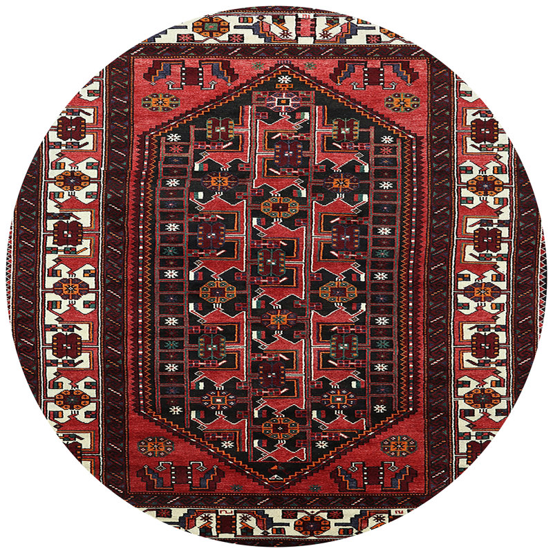 Tapis de style oriental rouge, Rond 8 pi