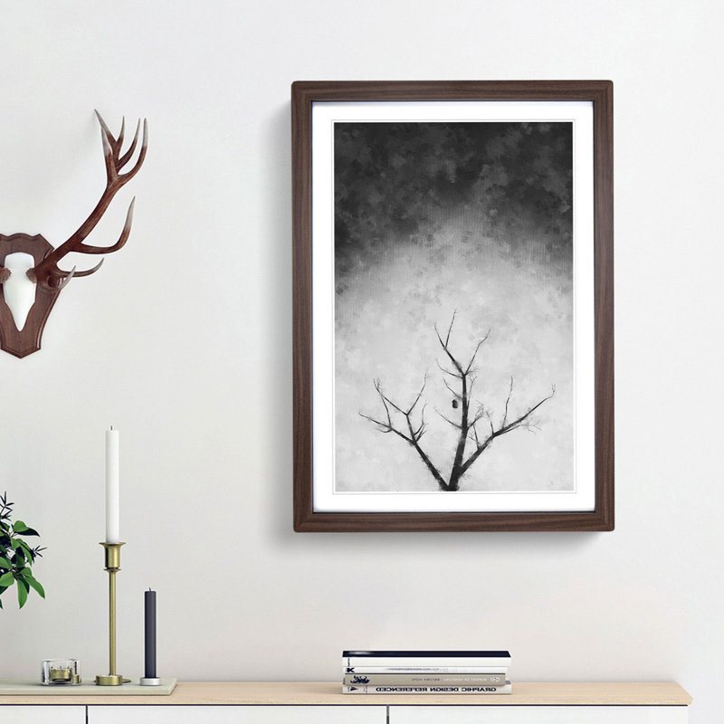 Bird House in a Tree - Picture Frame Graphic Art Print, Walnut Framed, 33cm H x 24cm W x 2cm D