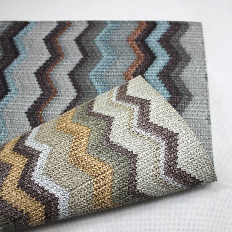 Morice Polyester Chevron / Zig Zag Rectangle Placemat, Blue/Brown/Grey