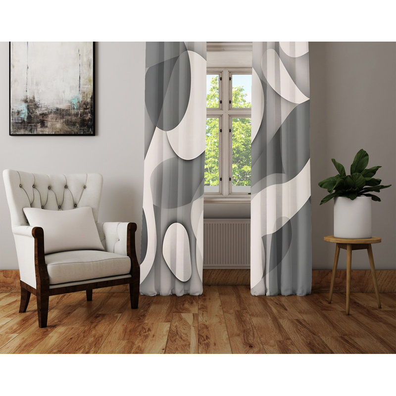 Paire de rideaux semi-transparents en polyester Diemo, L 56 po x L 78 po