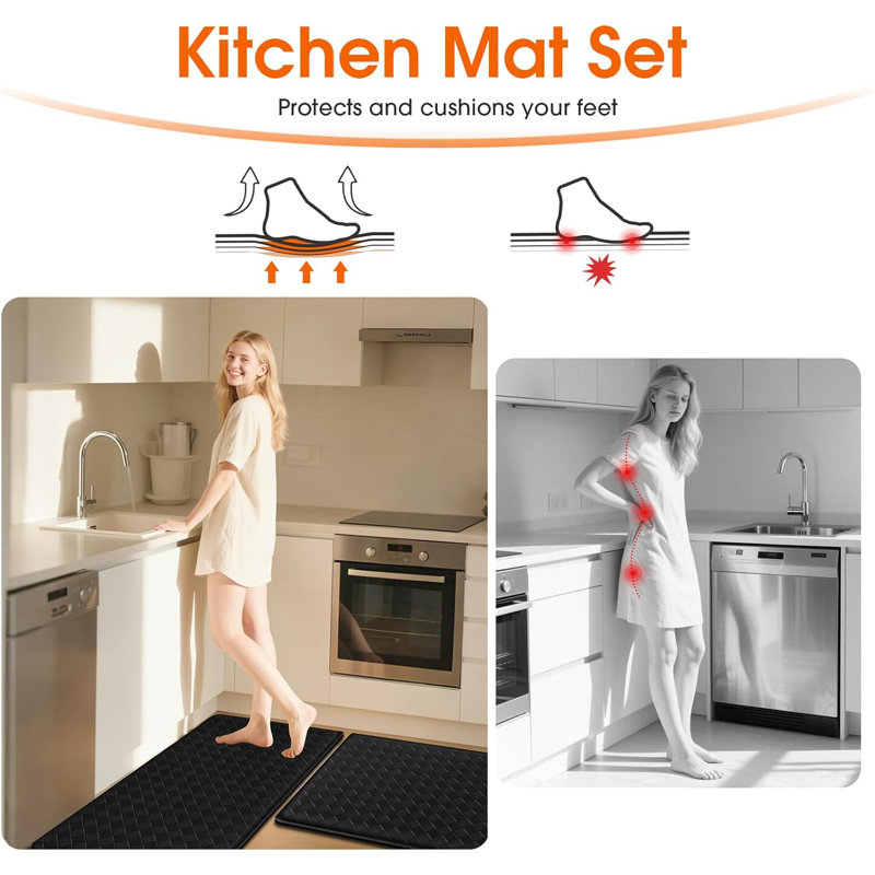 Vinyl Water Resistant Anti-Fatigue Non-Skid Kitchen Mat