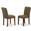 L'ensemble 5 pièces de table et chaises de cuisine comprend une table de salle à manger ronde avec piédestal et 4 chaises de salle à manger Parsons en tissu de café, 42 x 42 pouces, acajou-572592744-589976459-655403511