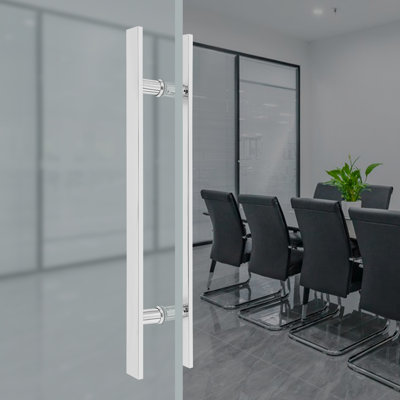 Double Sided Stainless Steel Door Handle, Pair Of Pull Push Sliding Barn Door Handles, Commercial H Shape Door Pull Handle(23.43*1.6*5.91In)