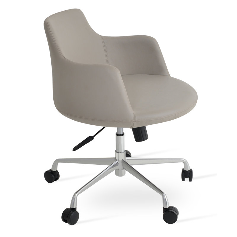 Dervish Task Chair, Bone Faux Leather