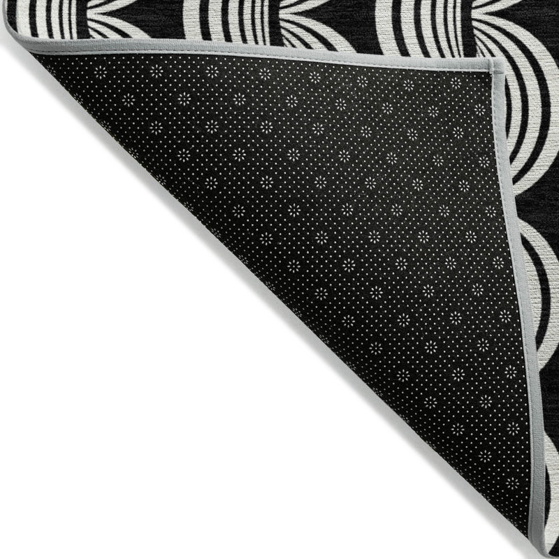 Addison 3' x 5' Black Synthetic Washable Flat Woven Rug