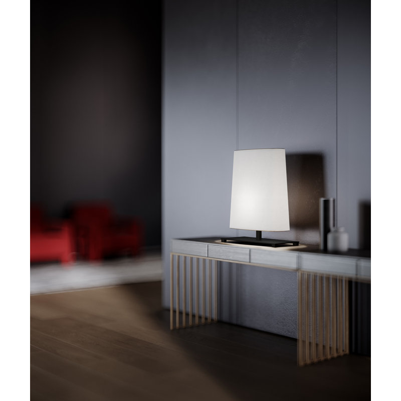 Ovale Table Lamp, Matte Black Silk, 16.5" H x 13.8" W x 5.5" D, 10 W