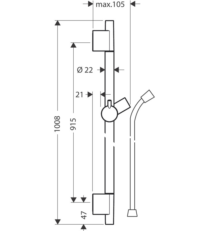 Unica S 36" Wall Bar, Brushed Nickel