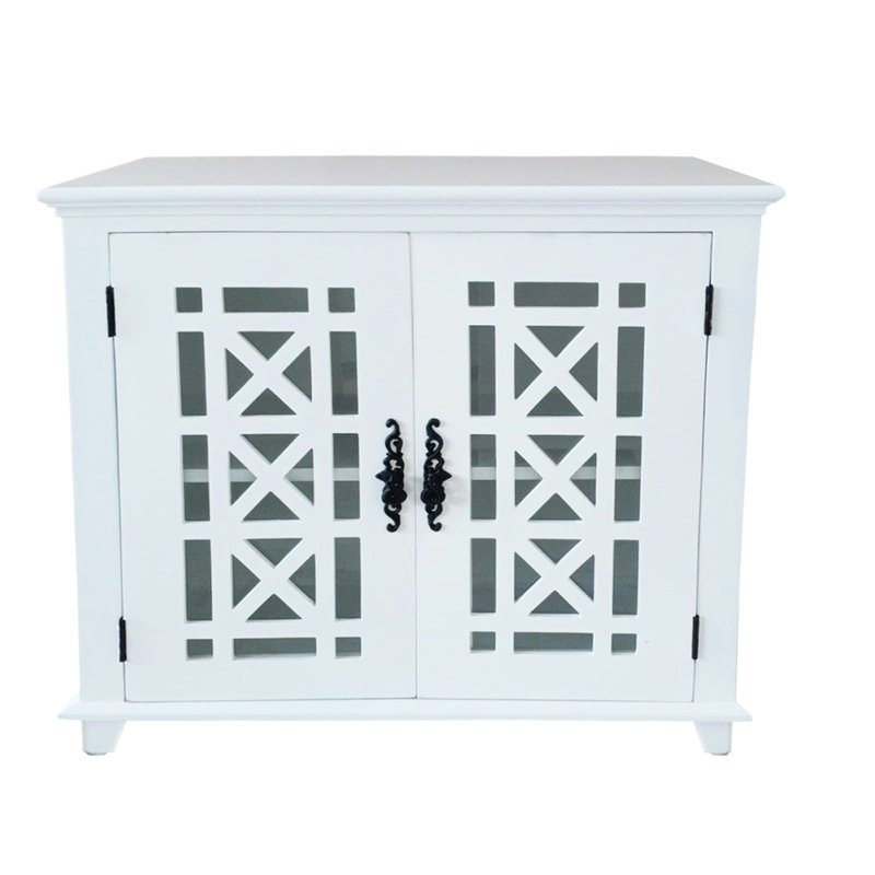 Armoire décorative blanche en bois massif et porte en verre avec tablette, convenant au vestibule, porte de style moderne Mid-Century