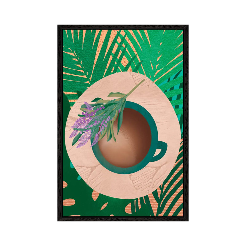 Coffee And Lavender - Print on Canvas, 66.04 cm H x 45.72 cm W, Black Framed