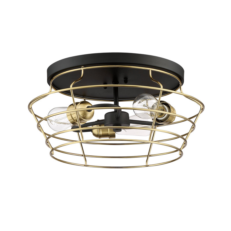 Clair Flush Mount, Flat Black/Satin Brass