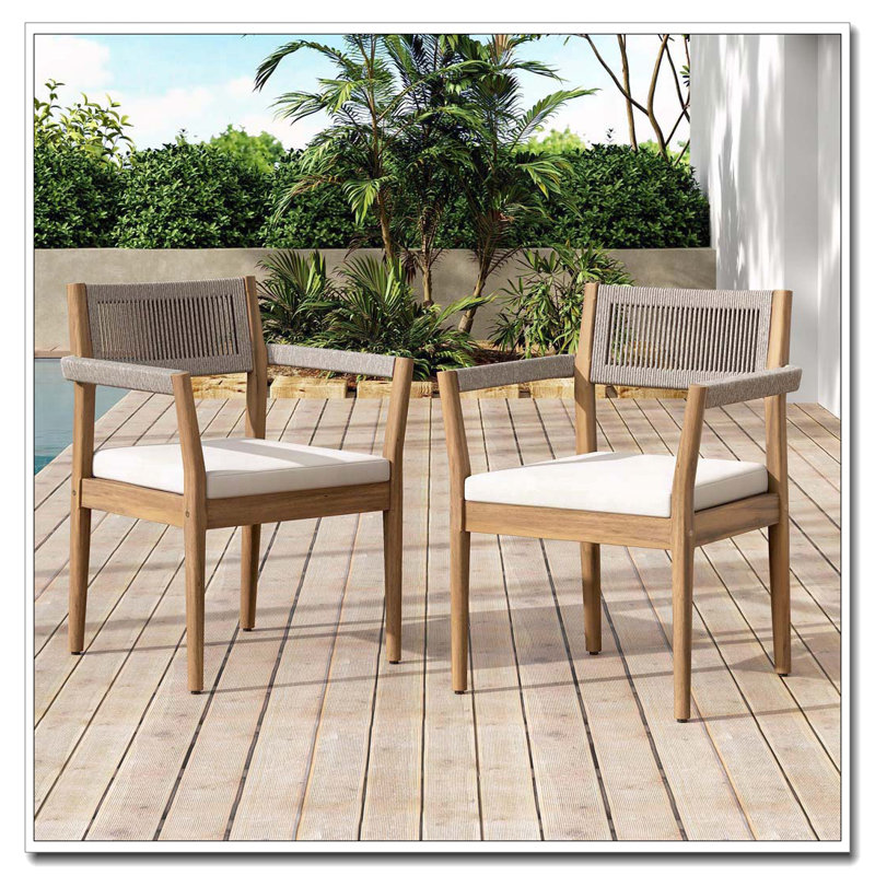 Chaises de salle à manger d'extérieur en bois d'acacia, Beige