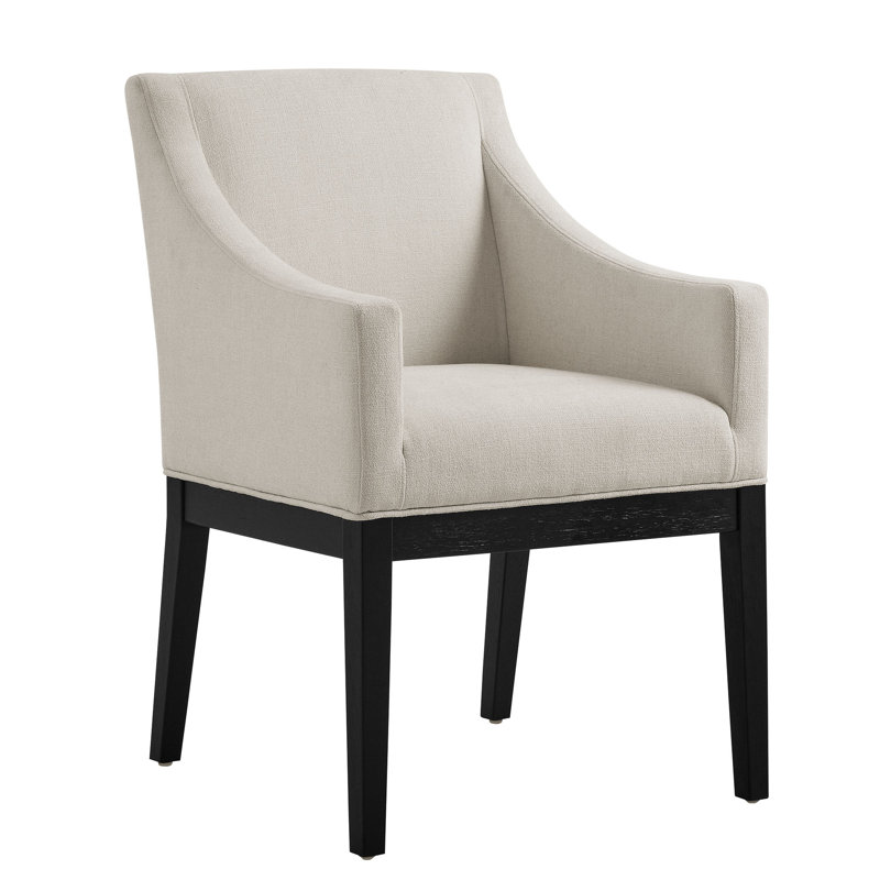 Fauteuil de salle à manger rembourré en tissu Alton, Sel noir