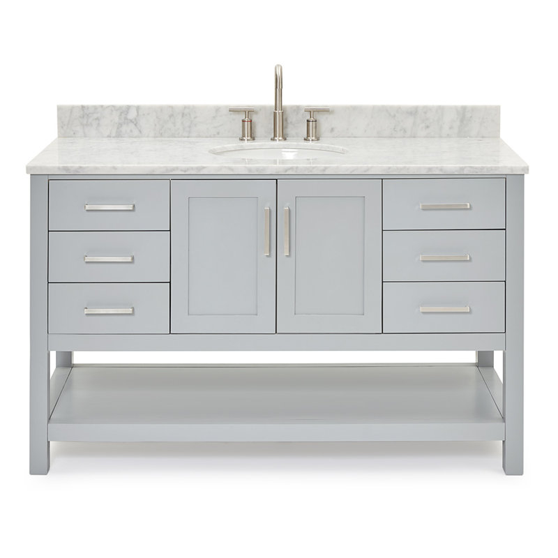 Magnolia Bath Vanity Rectangular Basin S061SCW2R, Gray, Oval, 55"