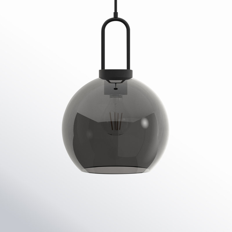 Luminaire suspendu Shiloh, Noir mat, Fumée, H 12,5 po x l 7,88 po x P 7,88 po