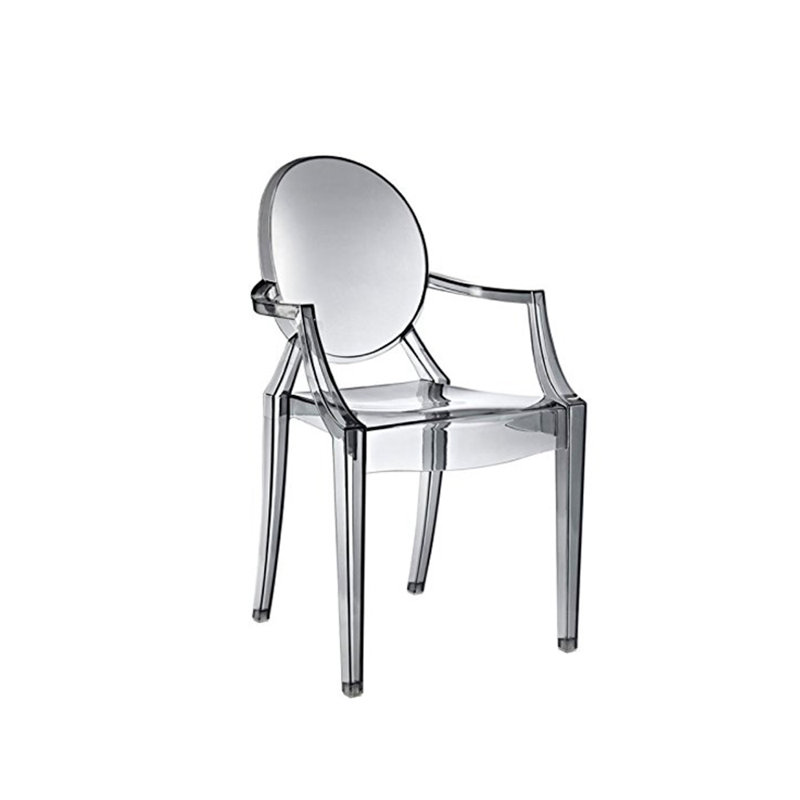 Chatfield Transparent Acrylic Dining Arm Chair – Stackable Round Back Accent & Banquet Seat for Kitchen and Dining Room, 1
