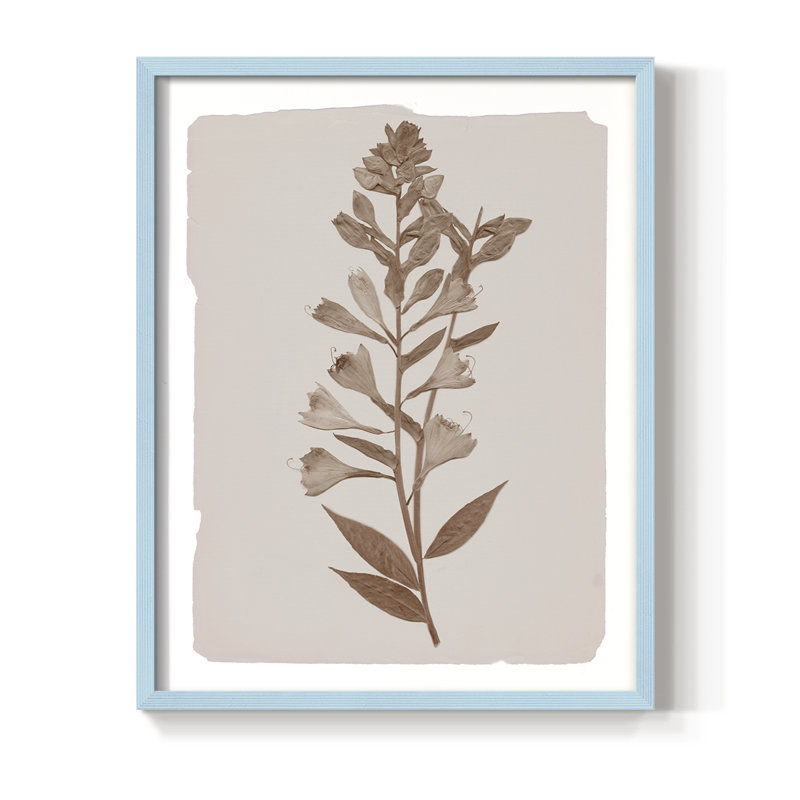 Impression botanique monochrome I - bois massif, Bleu, H 15 po x l 12 po