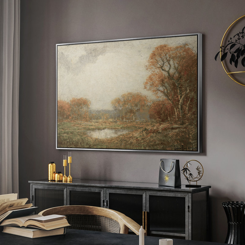 Paysage rétro DCBV, H 17 po x l 25 po x P 2 po, Toile argentée avec cadre flottant