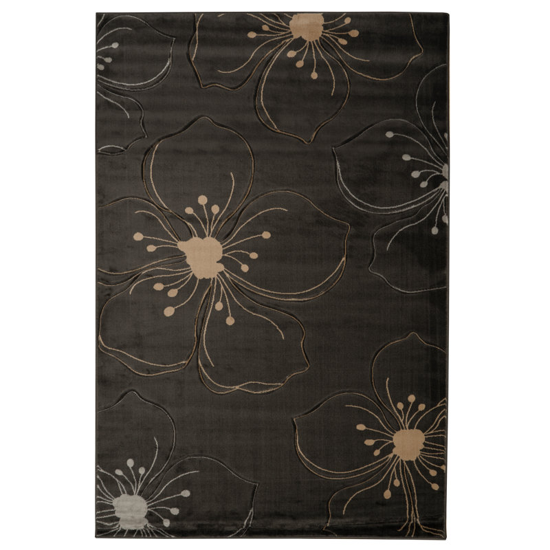 Tapis gris / sable Carlee, Rectangulaire 5 pi x 7 pi 7 po