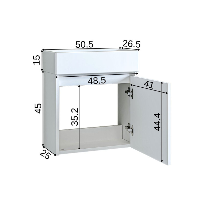Bittencourt Cloakroom Vanity Unit with Washbasin, White