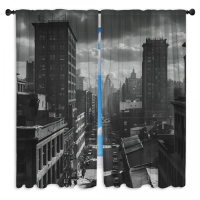 Black And White Cityscape Window Curtains Cityscape Sheer & Room Darkening - 2 Panels
