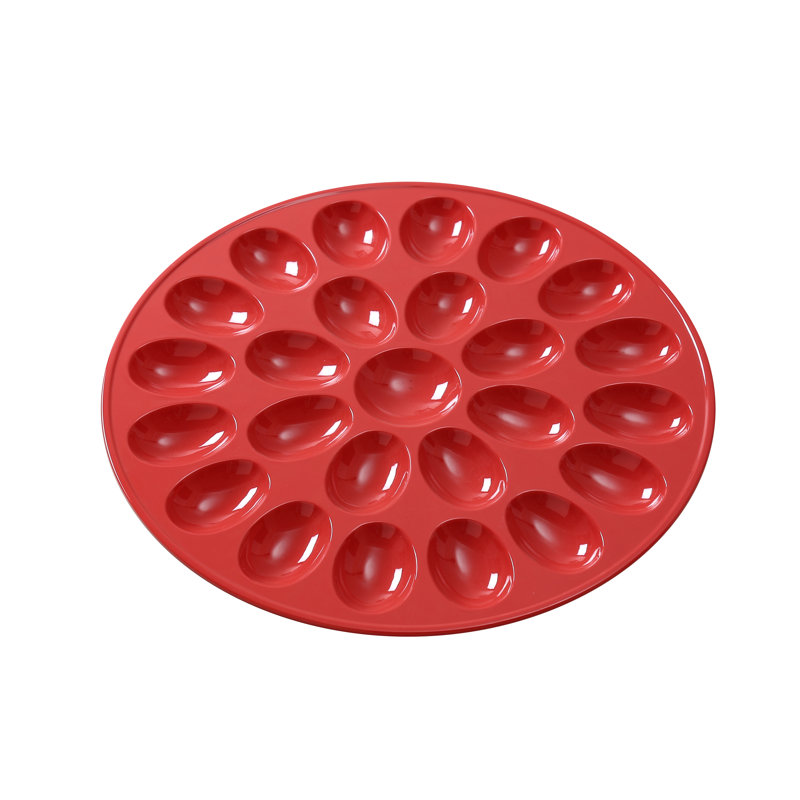  Compartment Melamine Egg Platter, Red