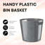 Nir 6L Plastic Open Waste Bin Lightweight Grey Rubbish Bin Trash Can Garbage Container Dustbin