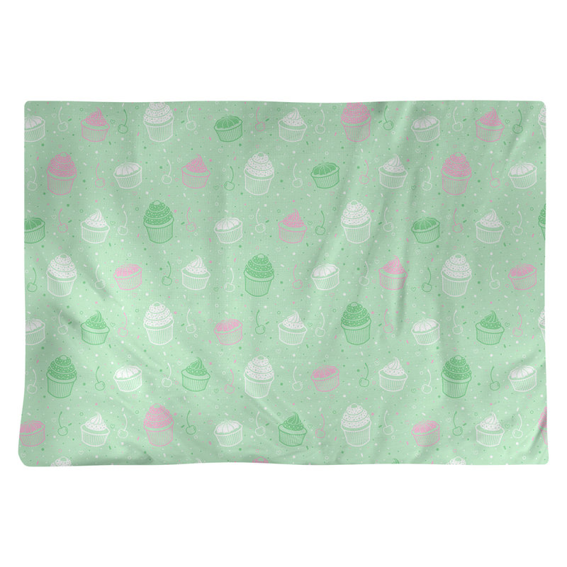 Napperon en coton 18 po Classic cupcake, Vert et rose