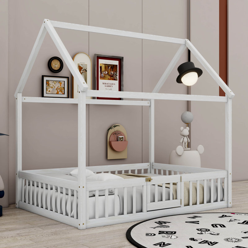 Lit double en bois Struthers, Blanc