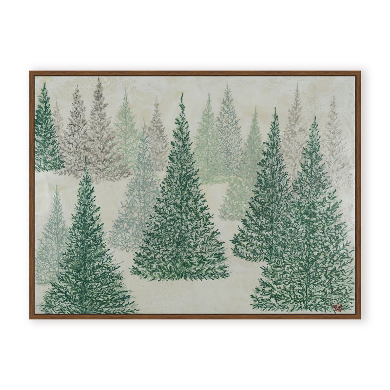 Nature Inspired "Ethereal Pines" Canvas Wall Art By Karen Biery, 16" H x 24" W x 1.125" D, Framed Print, Brown