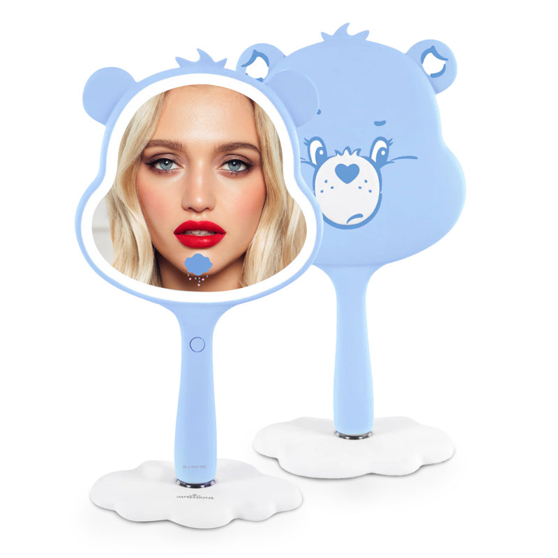 Miroir de maquillage portatif à DEL Grumpy Care Bears pour bureau, miroir de voyage avec base autoportante amovible