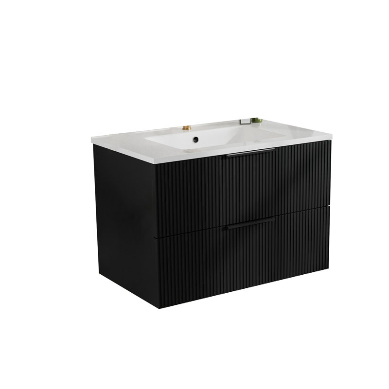 Meuble-lavabo 30 po avec lavabo en céramique, 30", Noir