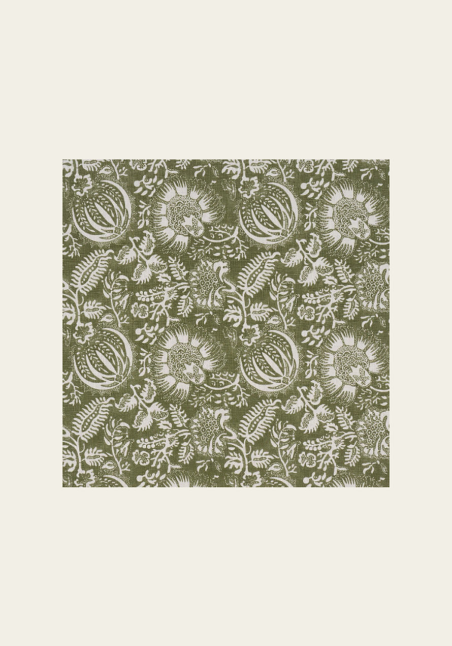 Olive green floral pattern.