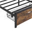 Base de lit plateforme grand en métal avec tête de lit en bois et pied de lit USB, station de charge, 2 tiroirs, rangement, lumières DEL, aucun sommier requis, assemblage facile-2092682004