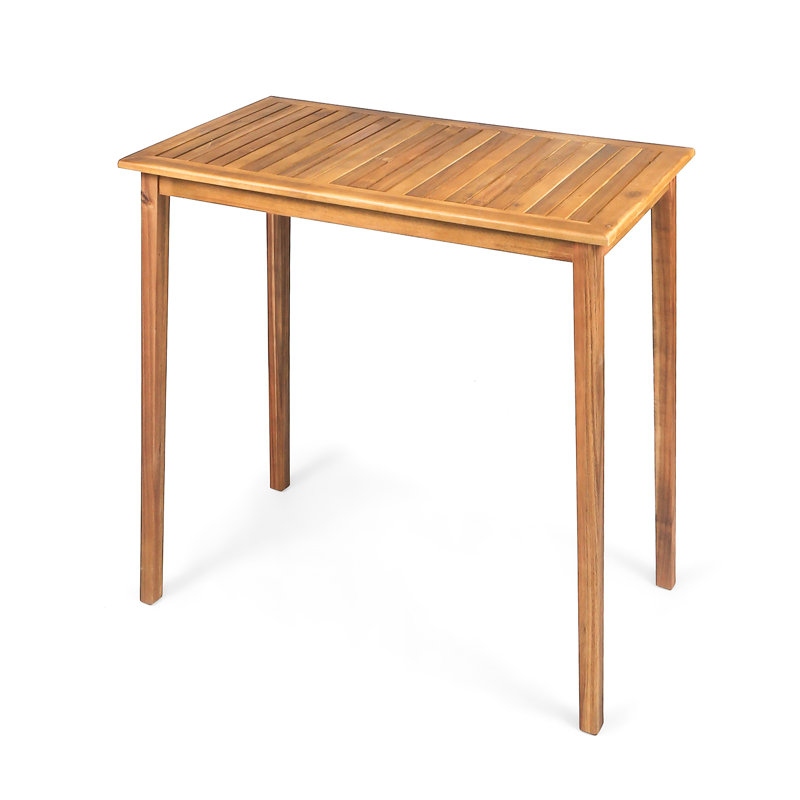Wood Outdoor Bar Table With Finish, 44-Inch Depth, Slim Legs, Exquisite And Simple Rectangle Use, 25-Inch Width, Design, Weather-