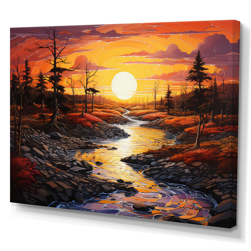Sunset Reverie Pastoral I - Landscapes Wall Decor, H 16 po x l 32 po x P 1 po, Toile tendue
