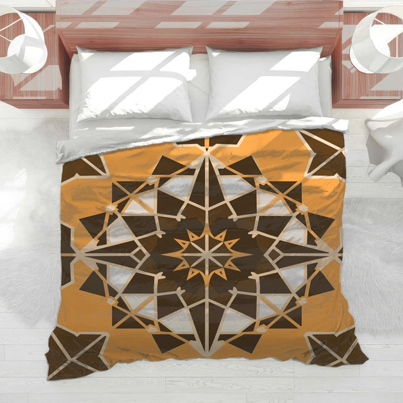Orange Brown Mandala Comforter, King
