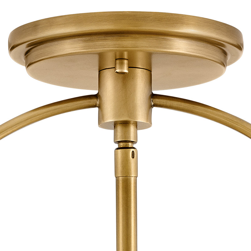 Tournon Glass Semi Flush Mount, Heritage Brass/Polished White