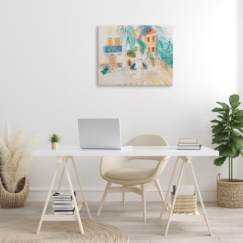 «Couple Sur Un Banc Dufy», art mural classique sur toile par one1000paintings, H 24 po x l 30 po