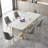 Gold Rectangular Sintered Stone tabletop Dining Table-237779321