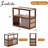 Mid-Century Modern Rattan Side Table With Glass Top And Storage, Walnut