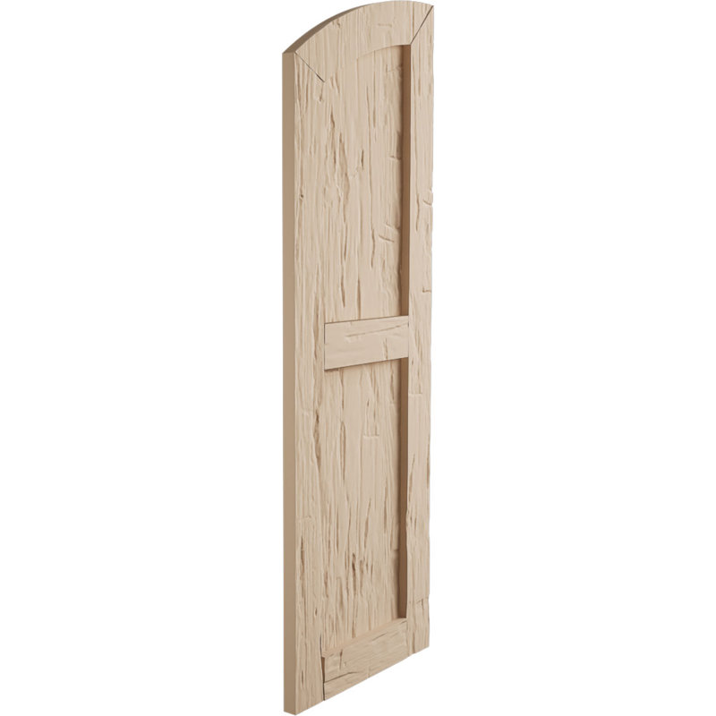 Timberthane deux panneaux plats égaux avec volets elliptiques en faux bois (par paire), Texture sablée / brun clair apprêté